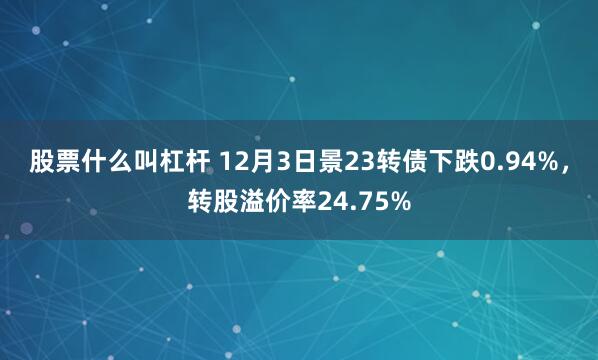 股票什么叫杠杆 12月3日景23转债下跌0.94%，转股溢价率24.75%