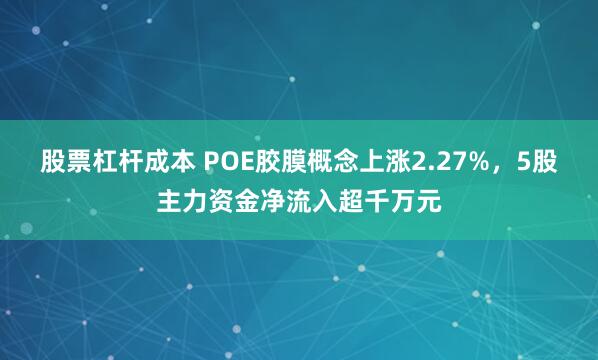 股票杠杆成本 POE胶膜概念上涨2.27%，5股主力资金净流入超千万元