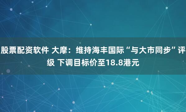 股票配资软件 大摩：维持海丰国际“与大市同步”评级 下调目标价至18.8港元