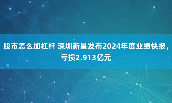 股市怎么加杠杆 深圳新星发布2024年度业绩快报，亏损2.913亿元